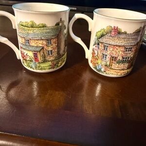 Set of 2 Mugs Fine Bone China Royal Crown Trent Staffordshire England